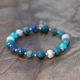 Healing bracelet chrysocolla turquoise river stone gold spiritual jewelry