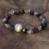 Tiger eye and peach moonstone bracelet gold beaded healing gemstone bracelet