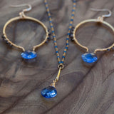 unique tanzanite gemstone jewelry set artisan design
tanzanite drop necklace gold filled blue gemstone jewelry
tanzanite and blue chalcedony necklace healing jewelry