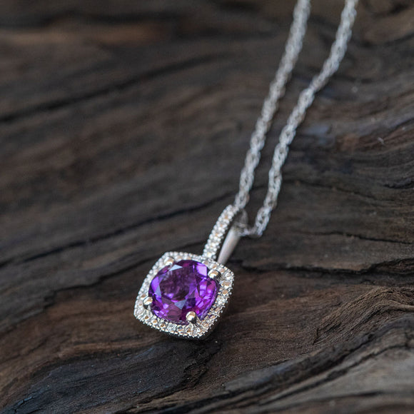 diamond and amethyst sterling silver necklace 