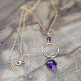 amethyst gold long necklace