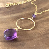 amethyst gold long necklace