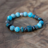 Blue apatite , hematite, labradorite and larimar bracelet with blue lace agate calming healing bracelet and throat chakra 