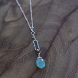 Blue chalcedony necklace for calm anxiety relief, throat chakra and emotional and inner  balance