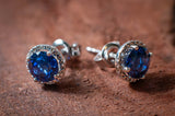 Divine Love: Blue Sapphire and Diamond Stud Earrings