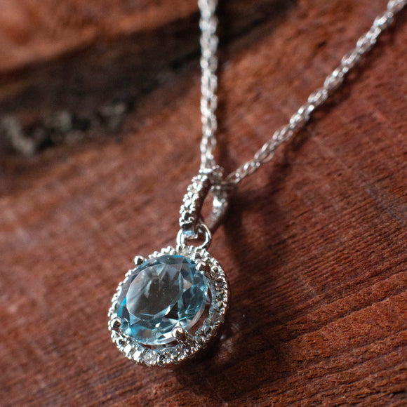 blue topaz birthstone necklace