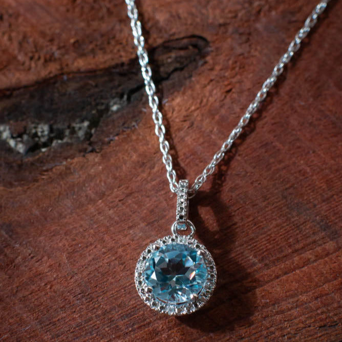 Shine Your Light Blue Topaz and Diamond Necklace