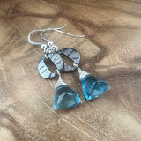 faceted blue topaz trillion cut silver earrings