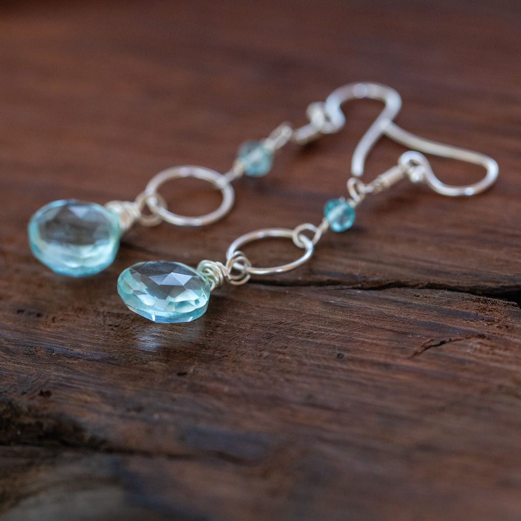 Inner Wisdom: Blue Topaz Gemstone Silver Earrings