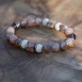 energy healing bracelet with natural gemstones for balance and strength. grounding gemstone bracelet
peach moonstone sunstone bracelet