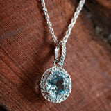 blue topaz and diamond silver necklace