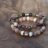 multi gemstone Spiritual bracelet stack for stability, love, and inner strength, emotional and physical healing with soft earthy tones
