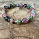Evolving Light Healing Gemstone Bracelet: Unakite, Strawberry Quartz, Ocean Jasper, Smoky Quartz