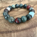 healing crystal jewelry with bloodstone and aquamarine