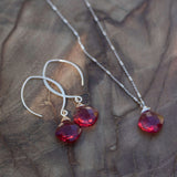 pink quartz necklace and earrings set sterling silver heart chakra jewelry