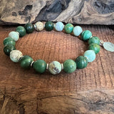 women's stacking bracelet with emerald and prehnite