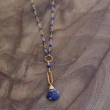 Lapis lazuli necklace with gold bar and ring detail spiritual jewelry