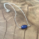 Minimalist lapis lazuli healing crystal necklace in sterling silver