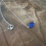 Lapis Lazuli sterling silver necklace with oval blue gemstone