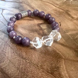 lepedolite and quartz crystal bracelet for anxiety