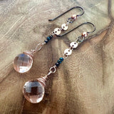 morganite and spinel earrings in rose gold 