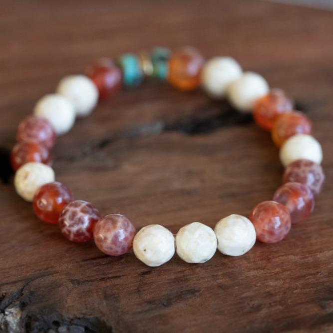 Peach Moonstone & Fire Agate Stretchy Bracelets Peach Moonstone & Fire Agate Stretchy Bracelets