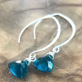The Quiet Knowing Earrings – Peacock Blue Quartz Trillion Cut in Sterling Silver
