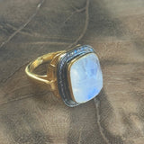 rainbow moonstone and diamond gold ring 