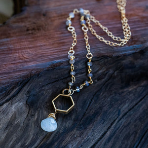 Oval Labradorite Pendant 4.5cm Natural Labradorite & Moonstone Necklace - Wrap Pendant For Women & Men, Energy Crystal Gemstone Necklace Mens - Foto 5