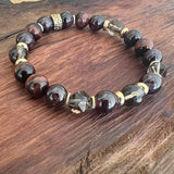 red garnet, red tiger eye and smoky quartz chakra bracelet