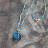 labradorite and blue topaz necklace