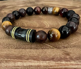 nourishing the soul men's bracelet tiger eye and black onyx