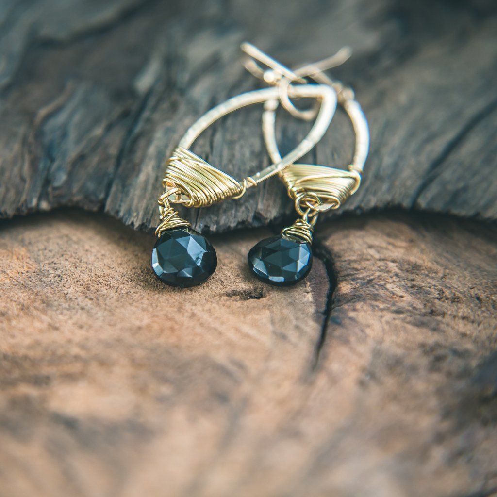 Black onyx gemstone gold dangle orders earrings