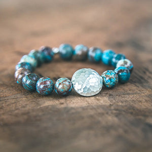 photo of Blue Lace Agate Hill Tribe Silver Bracelet