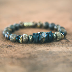 photo of Fire Agate, Bronzite Tiger's Eye, Onyx bracelet 