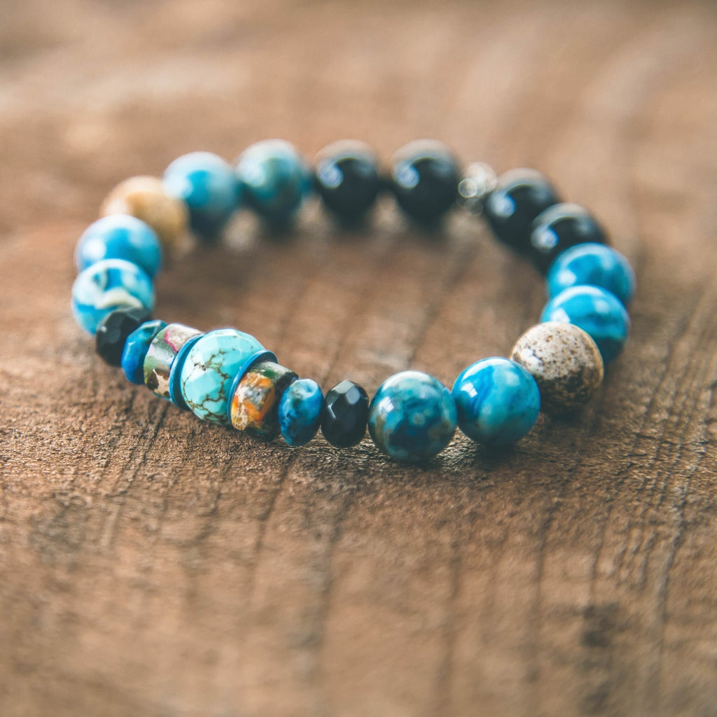 Sky Blue Jade Gemstone Bracelet with Thinking of You Charm