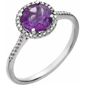photo of purple natural amethyst sterling silver ring