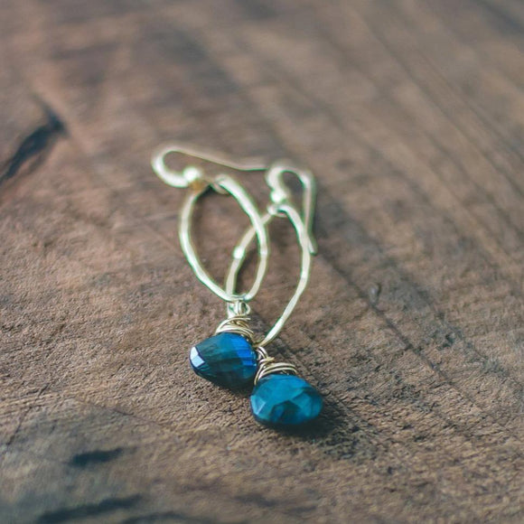 photo of Labradorite Gold Marquise Earrings