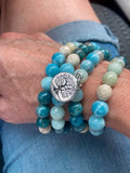 photo of Larimar, Blue Apatite and Riverstone Mala Style Wrap Bracelet
