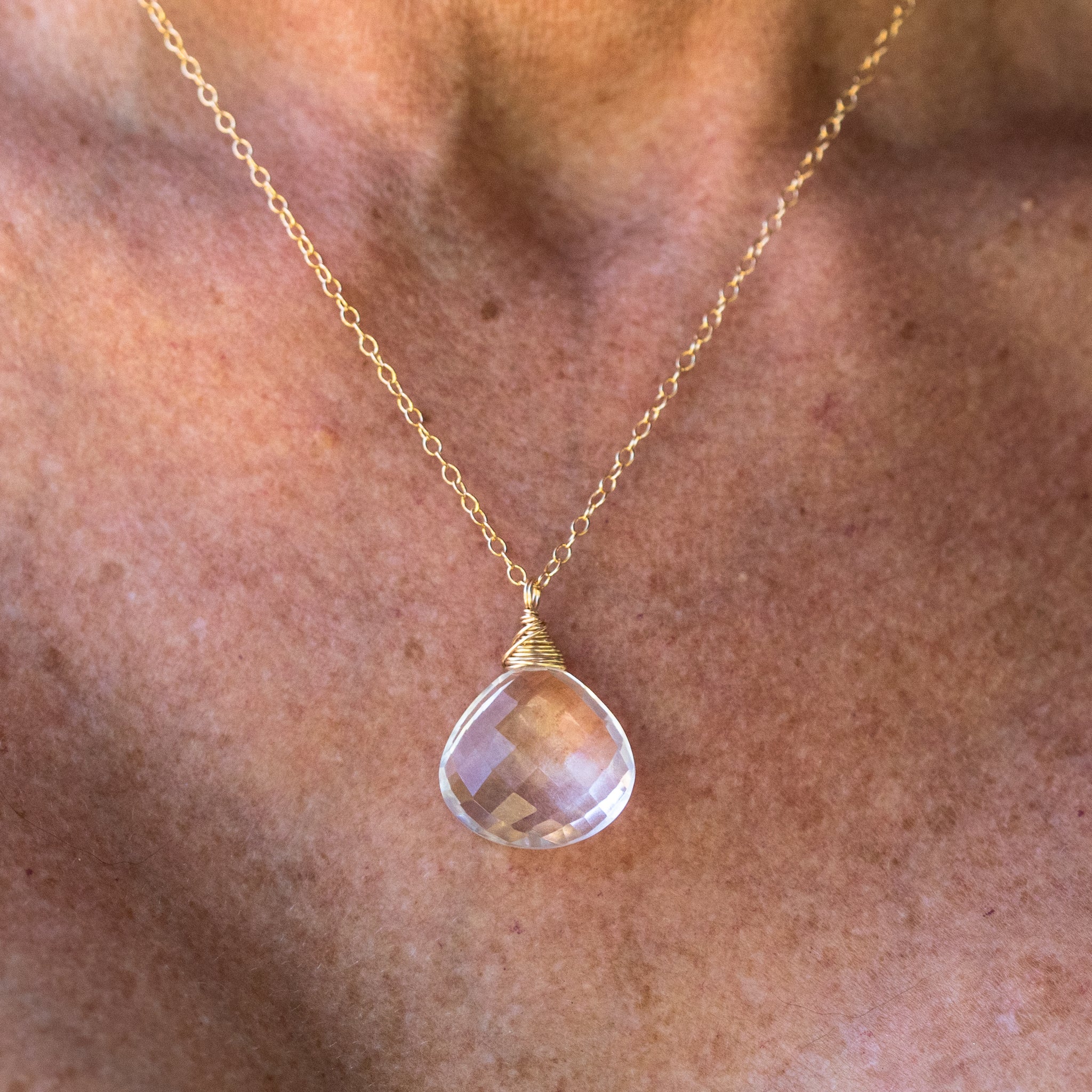 Life Force High Vibrational Healing Crystal Protection Gold Necklace