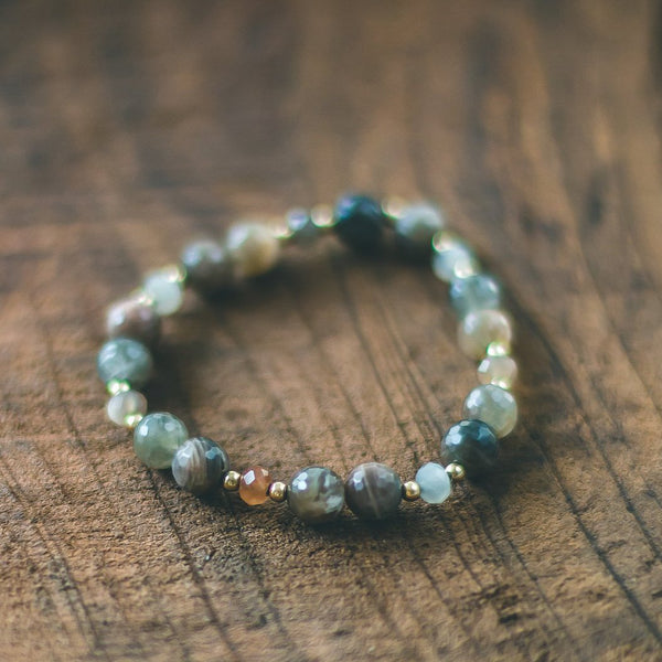 Sunstone, Moonstone and Gold Bead Feminine Energy Bracelet