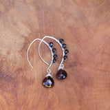 Elevate Your Energy: Black Onyx and Black Spinel V-Style Silver Earrings