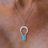 sterling silver necklace with blue chalcedony stones
