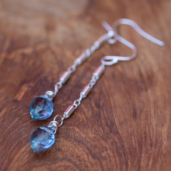 sky blue topaz silver dainty earrings