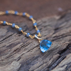 trillion cut blue topaz gold necklace
