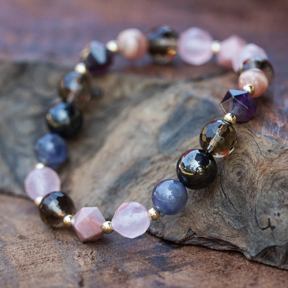 purple and pink boho stacking bracelet for Courage, Strength and Healing Energy for Cancer