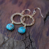 Peace and Serenity: Copper Turquoise and Gold Circle Earrings