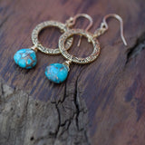 Peace and Serenity: Copper Turquoise and Gold Circle Earrings