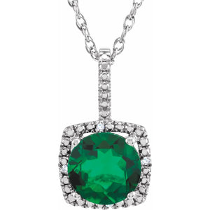 emerald and diamond sterling silver fine jewelry necklace