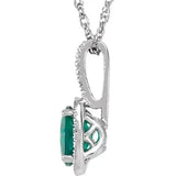emerald and diamond sterling silver fine jewelry necklace